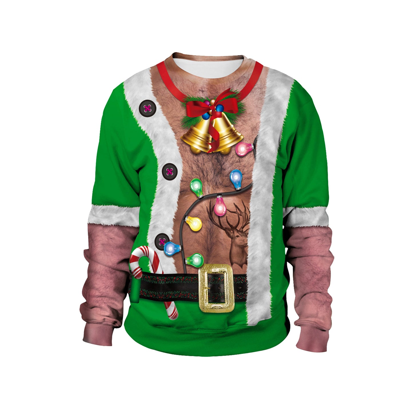Festival Spoof Sexy Navel Hair Digital Printed Women's Sweater, Sweater