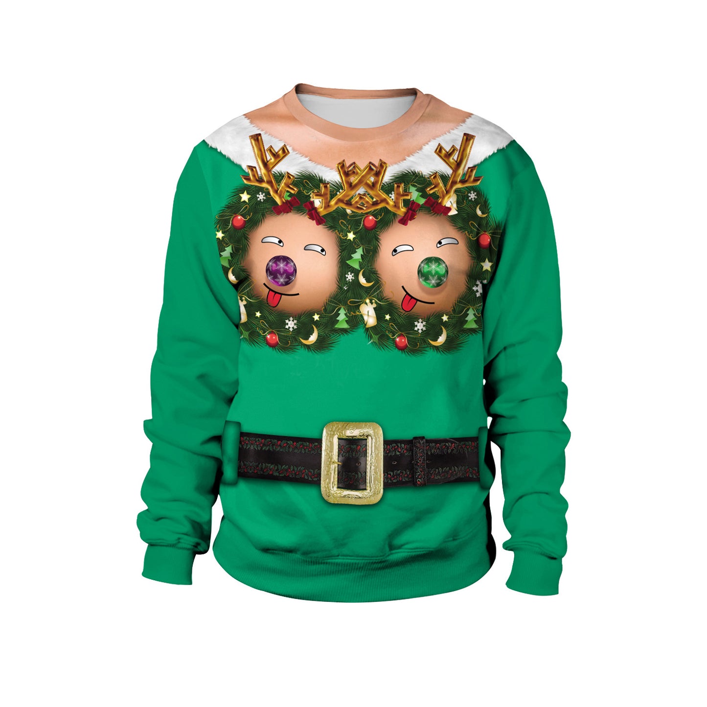 Festival Spoof Sexy Navel Hair Digital Printed Women's Sweater, Sweater