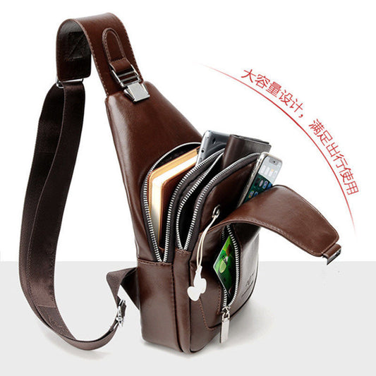 Men's Rechargeable Fashion Leather Waterproof Free Men's Chest Bags