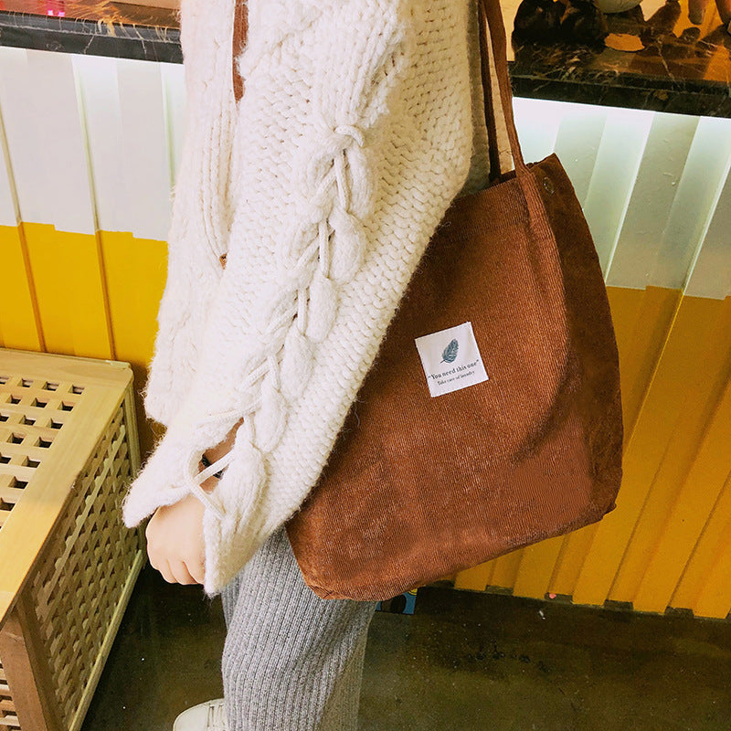 Women's Large Capacity Totes Shopping Canvas Corduroy Shoulder Bags
