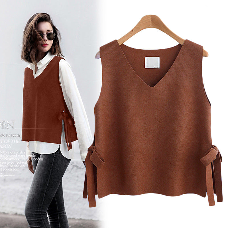 Innovative Knitted Pullover Loose Outer Sleeveless Vests
