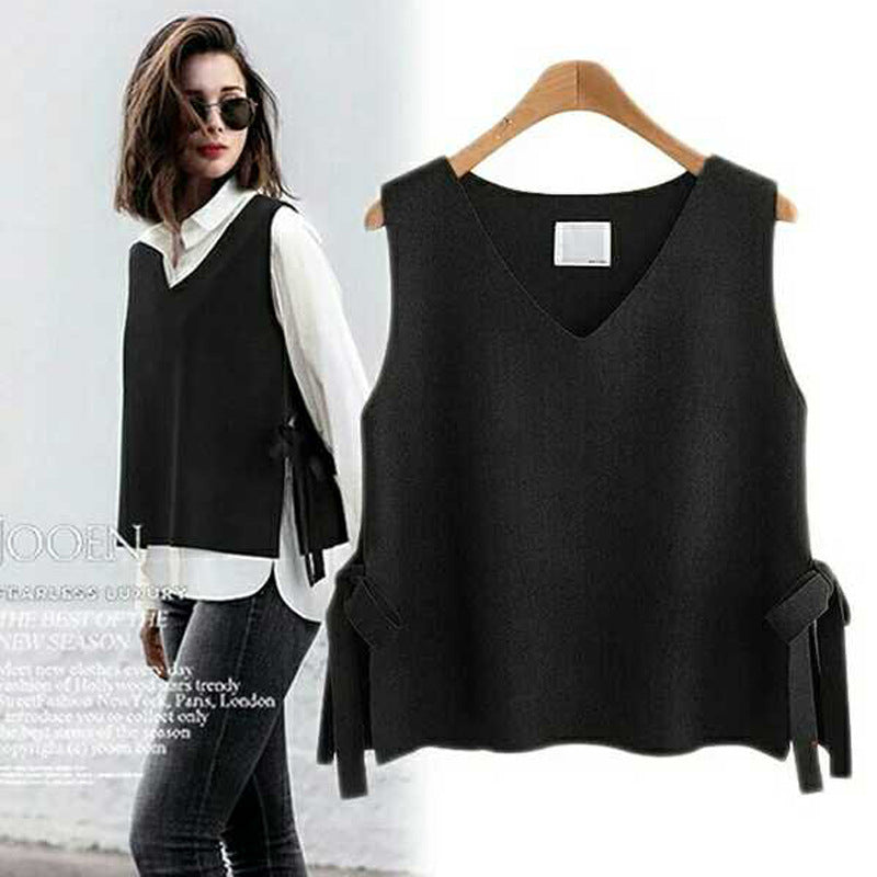 Innovative Knitted Pullover Loose Outer Sleeveless Vests