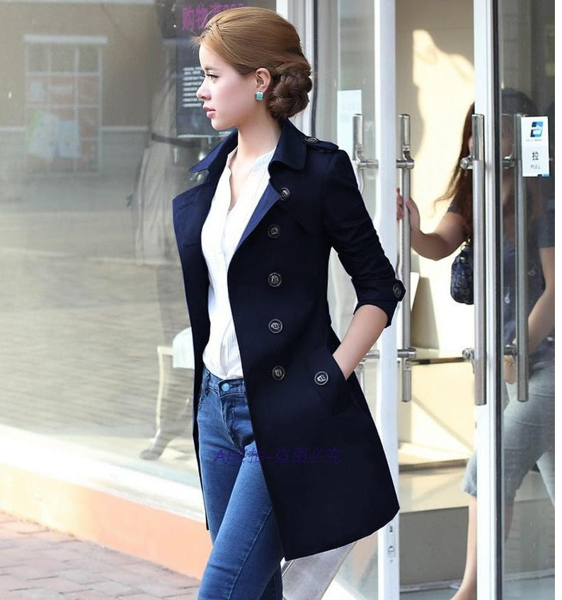 Women's Power Slim Fit Belt Mid-length Trench Coats