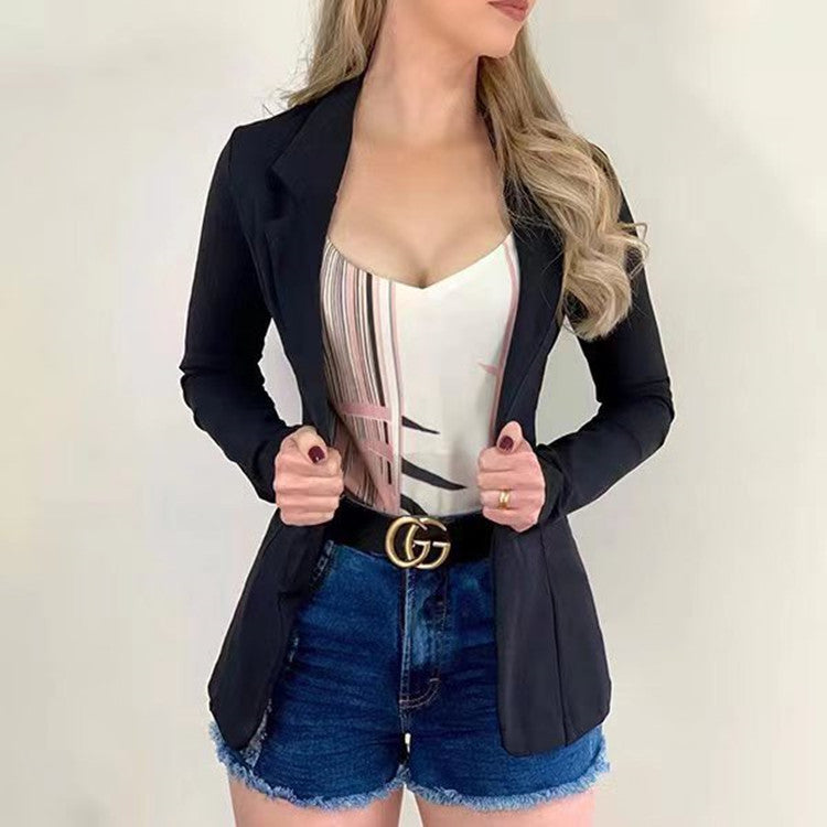 Lapel Long Sleeve Sweet Button Street Small Suit