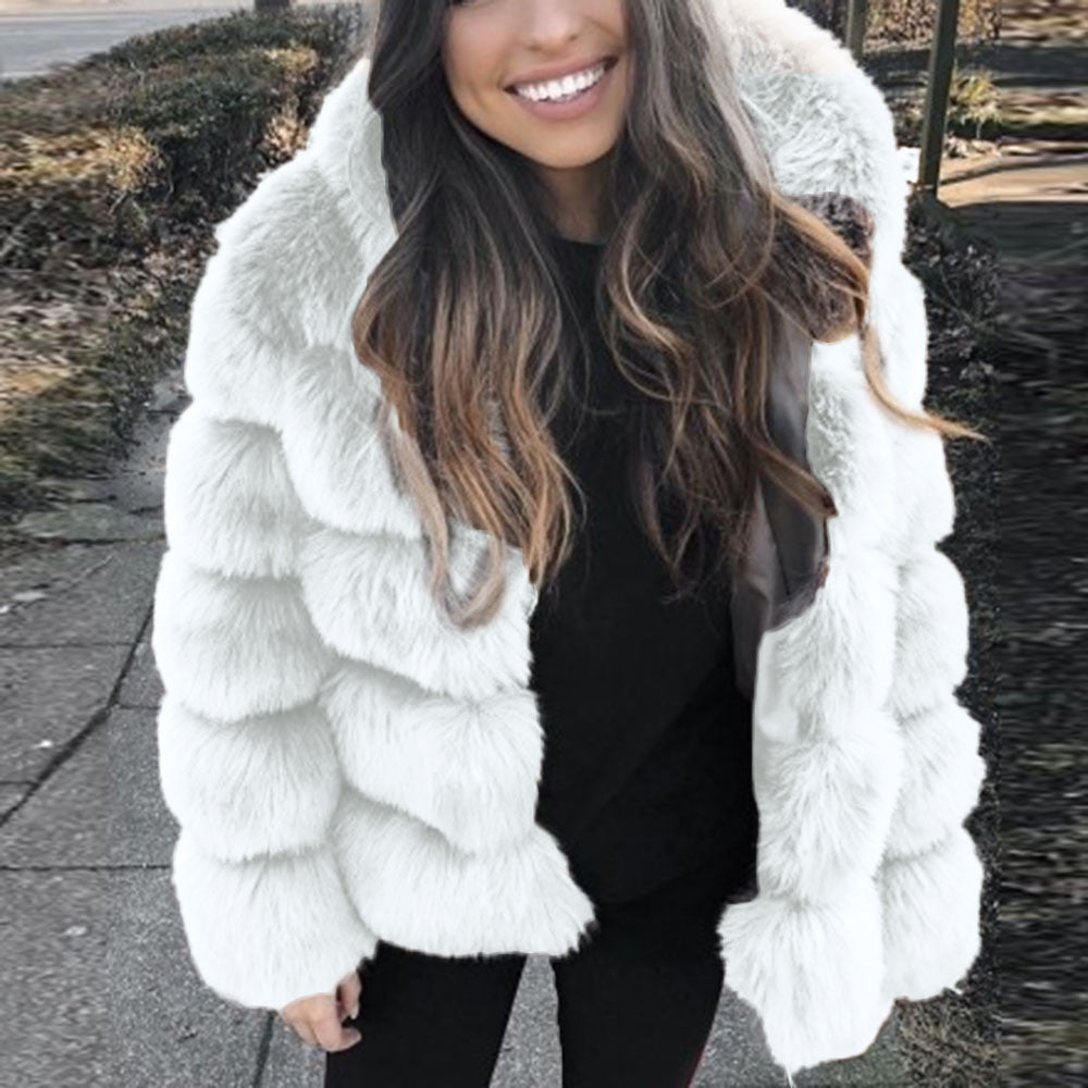 Women's Imitation Fur Fox Hooded Artificial Coats