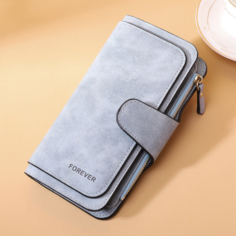 Women's Korean Frosted Leather Clutch Long Large Purses