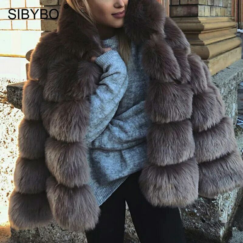Women's Imitation Fur Fox Hooded Artificial Coats