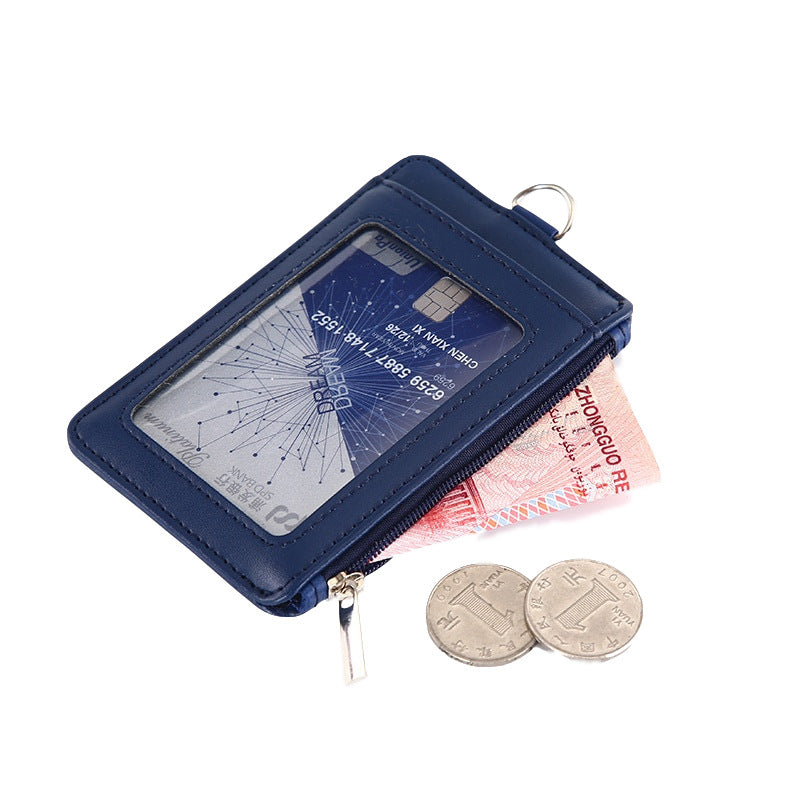 Leather Zipper Work Lanyard Staff Cover Card Holder