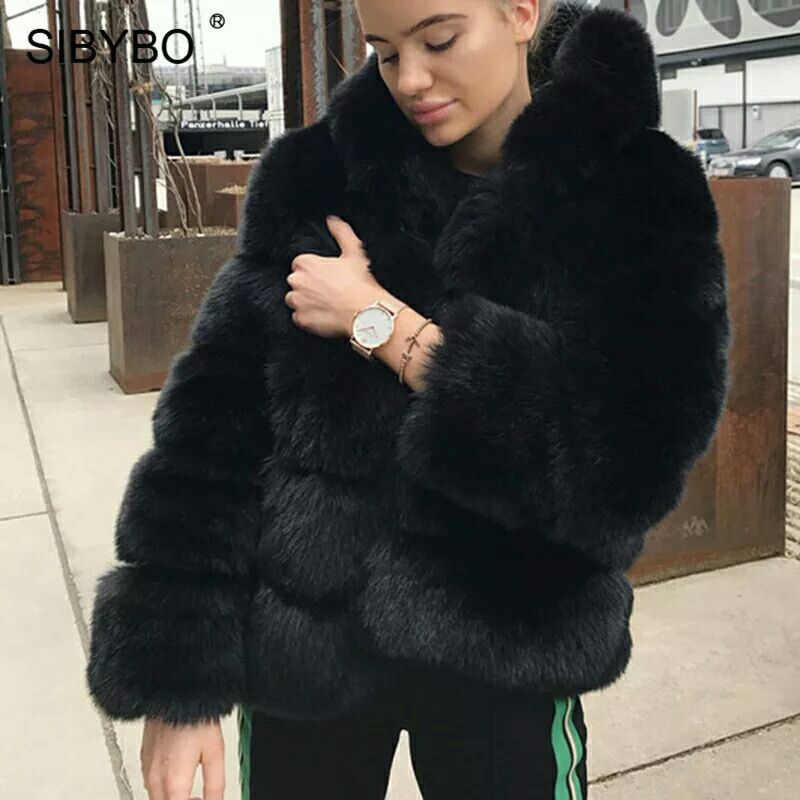 Women's Imitation Fur Fox Hooded Artificial Coats