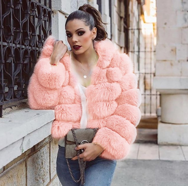 Women's Imitation Fur Fox Hooded Artificial Coats