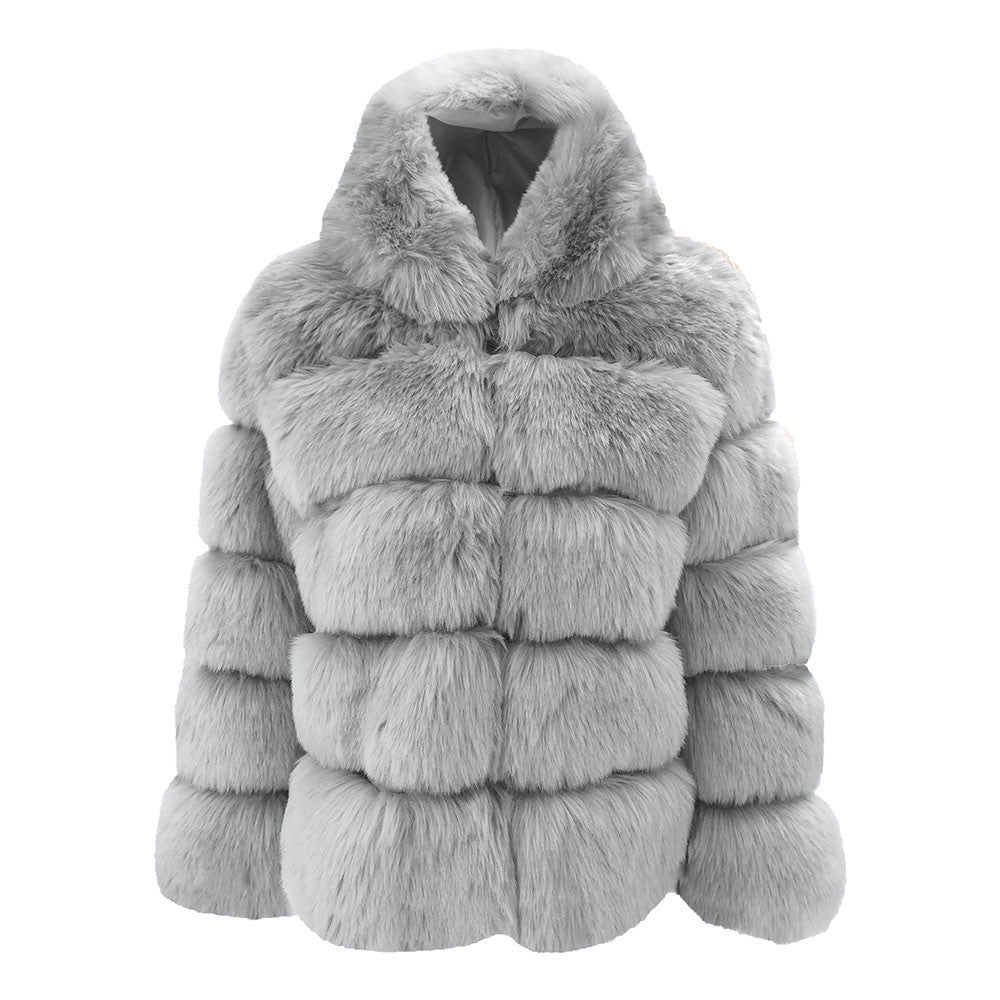 Women's Imitation Fur Fox Hooded Artificial Coats