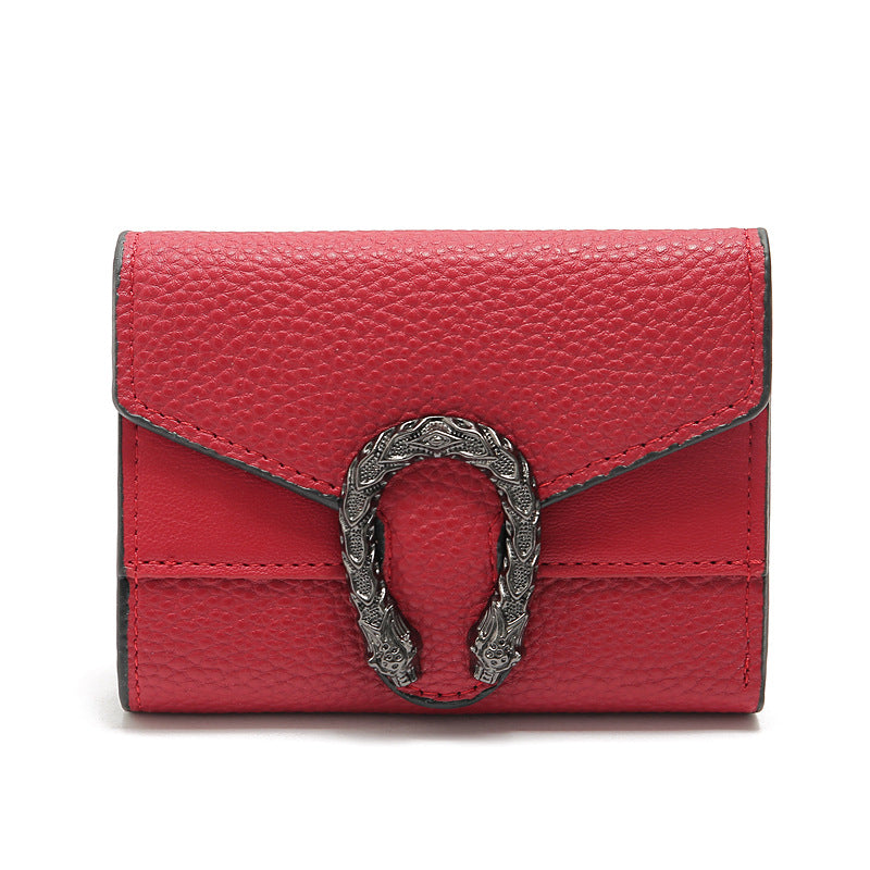 Women's Style Simple Lychee Pattern Three Fold Ladies Wallets