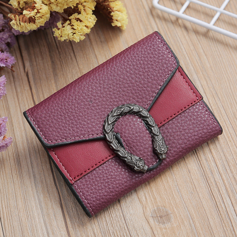 Women's Style Simple Lychee Pattern Three Fold Ladies Wallets