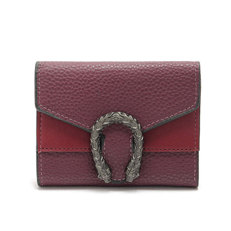 Women's Style Simple Lychee Pattern Three Fold Ladies Wallets