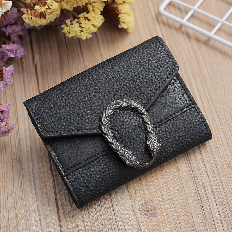 Women's Style Simple Lychee Pattern Three Fold Ladies Wallets