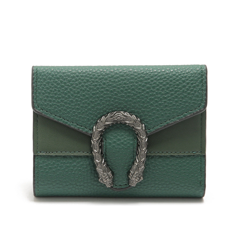 Women's Style Simple Lychee Pattern Three Fold Ladies Wallets