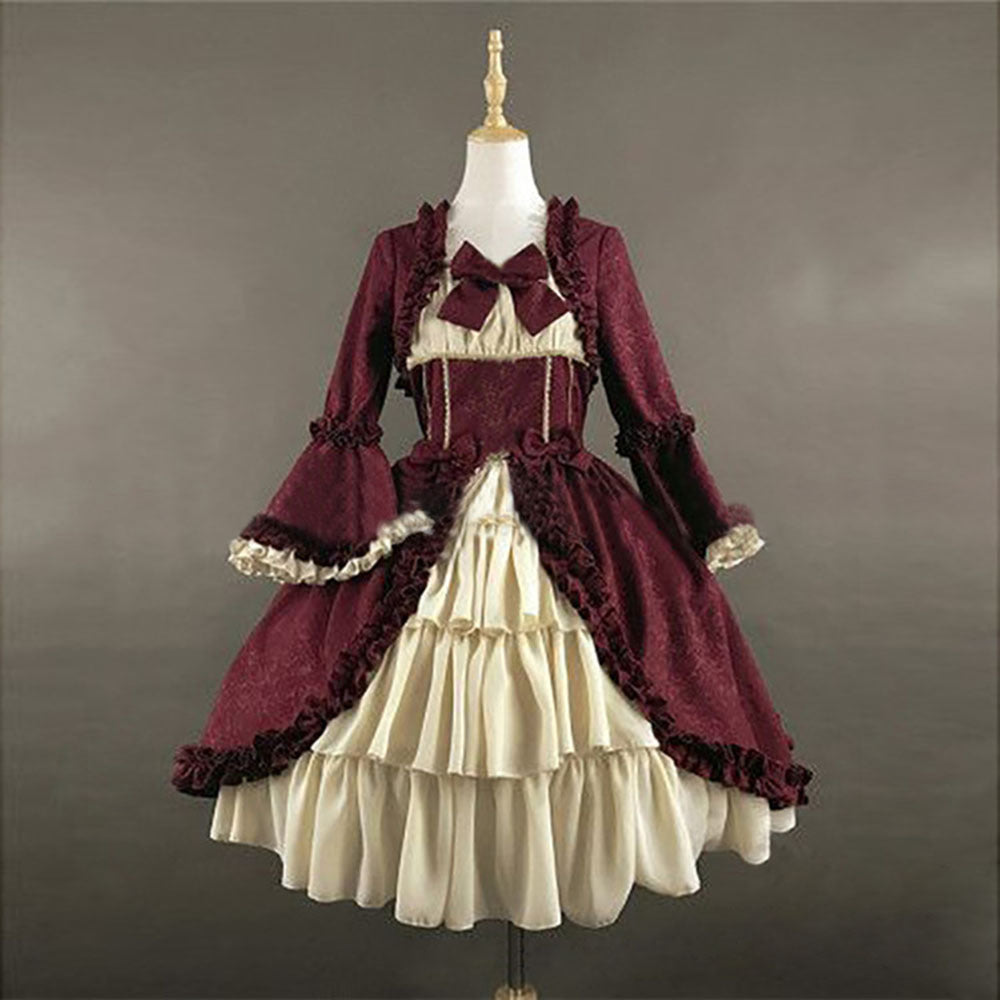 Medieval Retro Gothic Court Dress Cinched Dresses