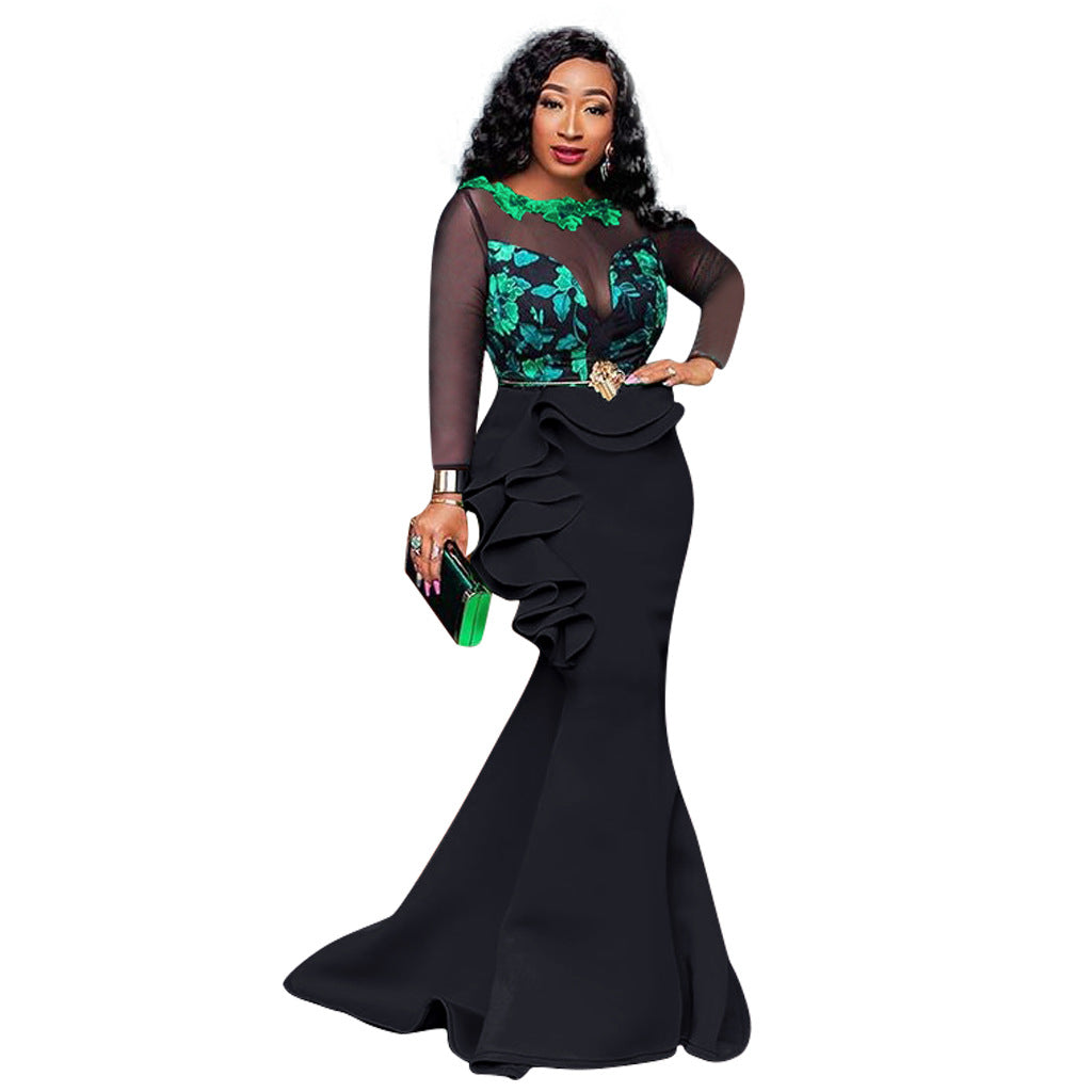 Women's Dress Clothes Lace Mesh Ruffled Footwear Dresses