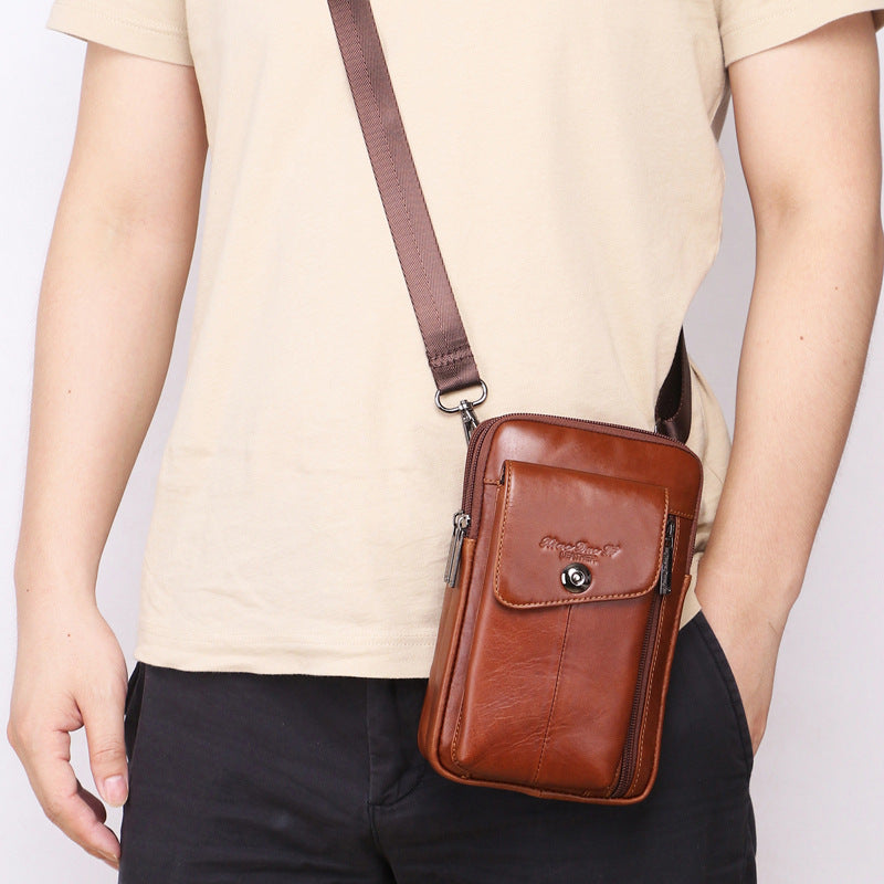 Men's Cell Leather Mini Cross Body Vintage Men's Waist Packs