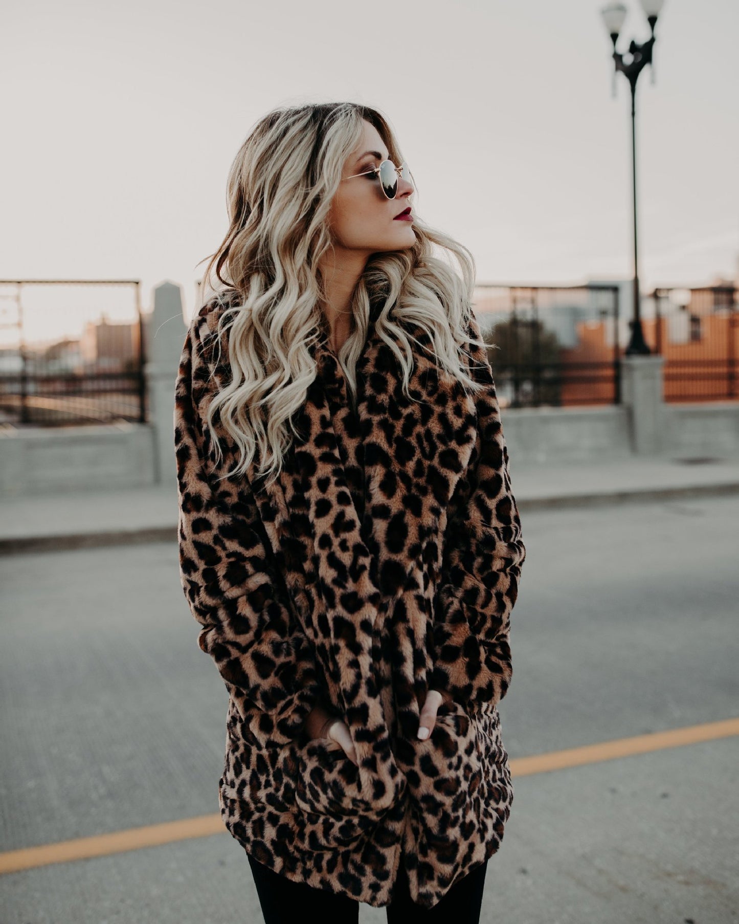 Women's Lapel Leopard Print Imitation Fur Thickened Jackets