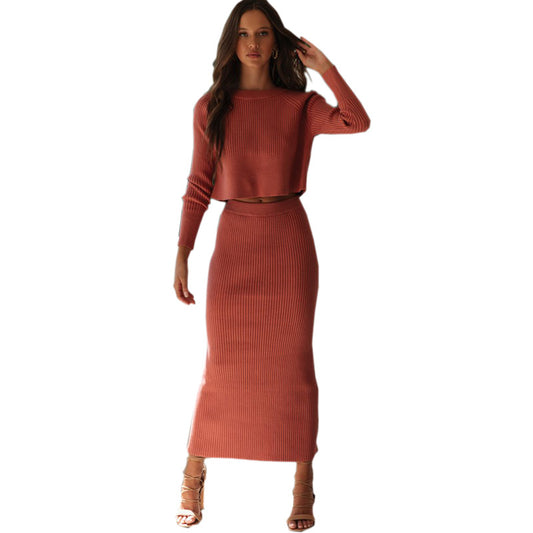 Dress Knitted Slit Hemline At Hem Sweaters