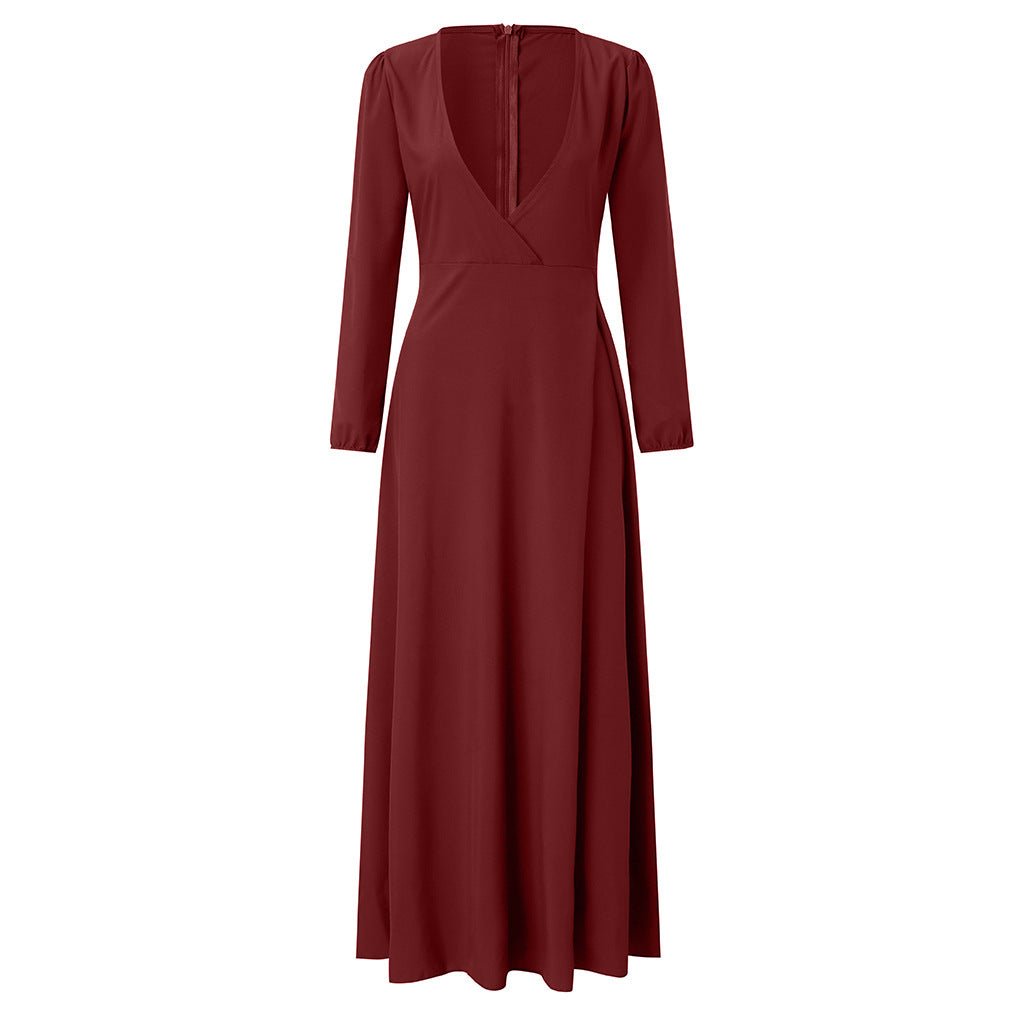 Women's Long Sleeve Big Hem Slimming Elegant Dress