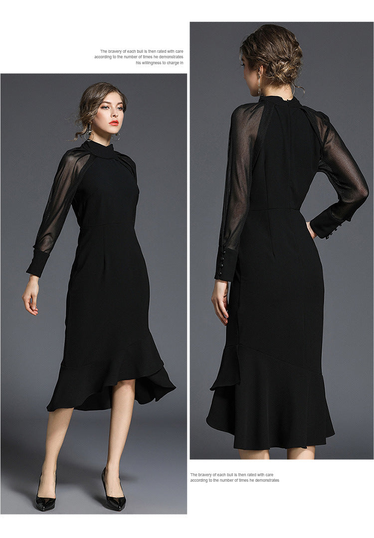 Women's Stylish Temperament Long Sleeves Fishtail Slim Dresses