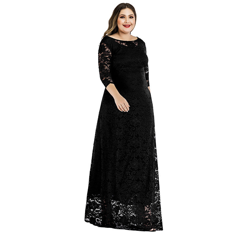 Women's Dress Long Hollow Backless Sleeve Lace Dresses