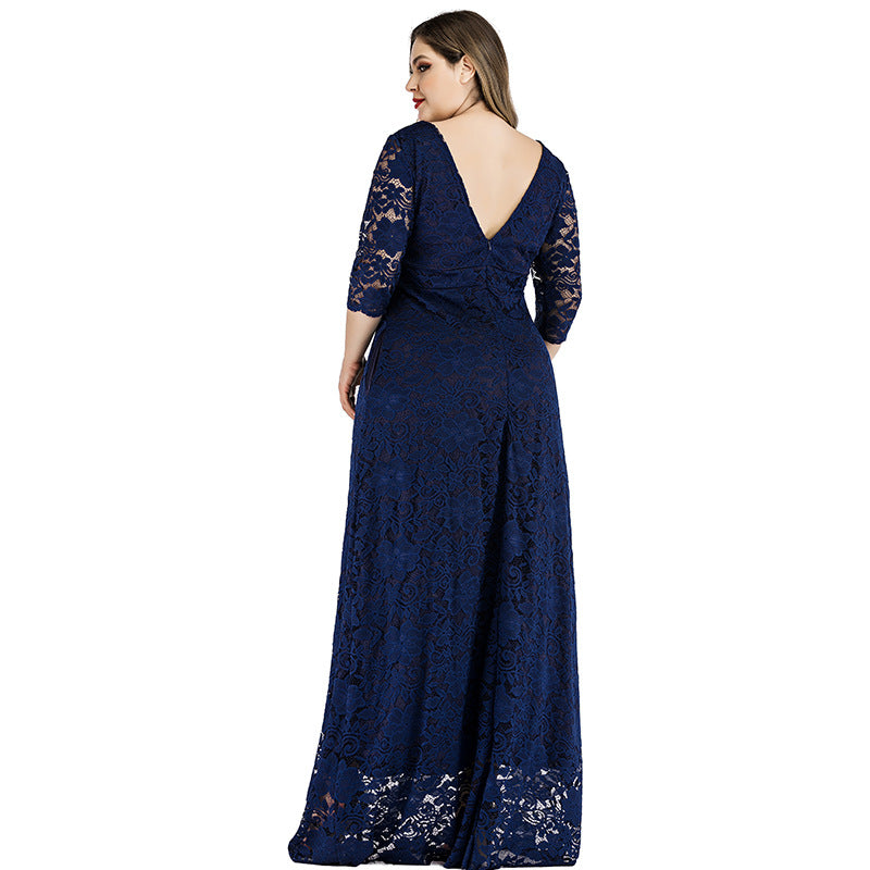 Women's Dress Long Hollow Backless Sleeve Lace Dresses