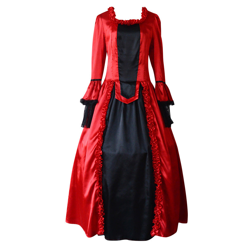 Lace Stitching Large Bell Sleeve Medieval Dresses