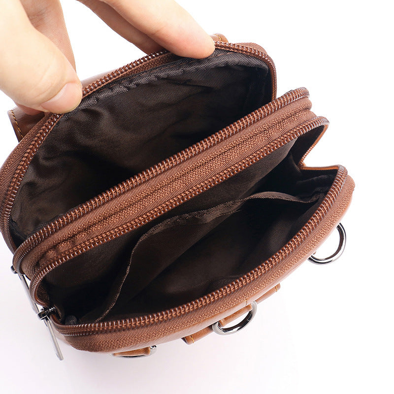 Men's Cell Leather Mini Cross Body Vintage Men's Waist Packs