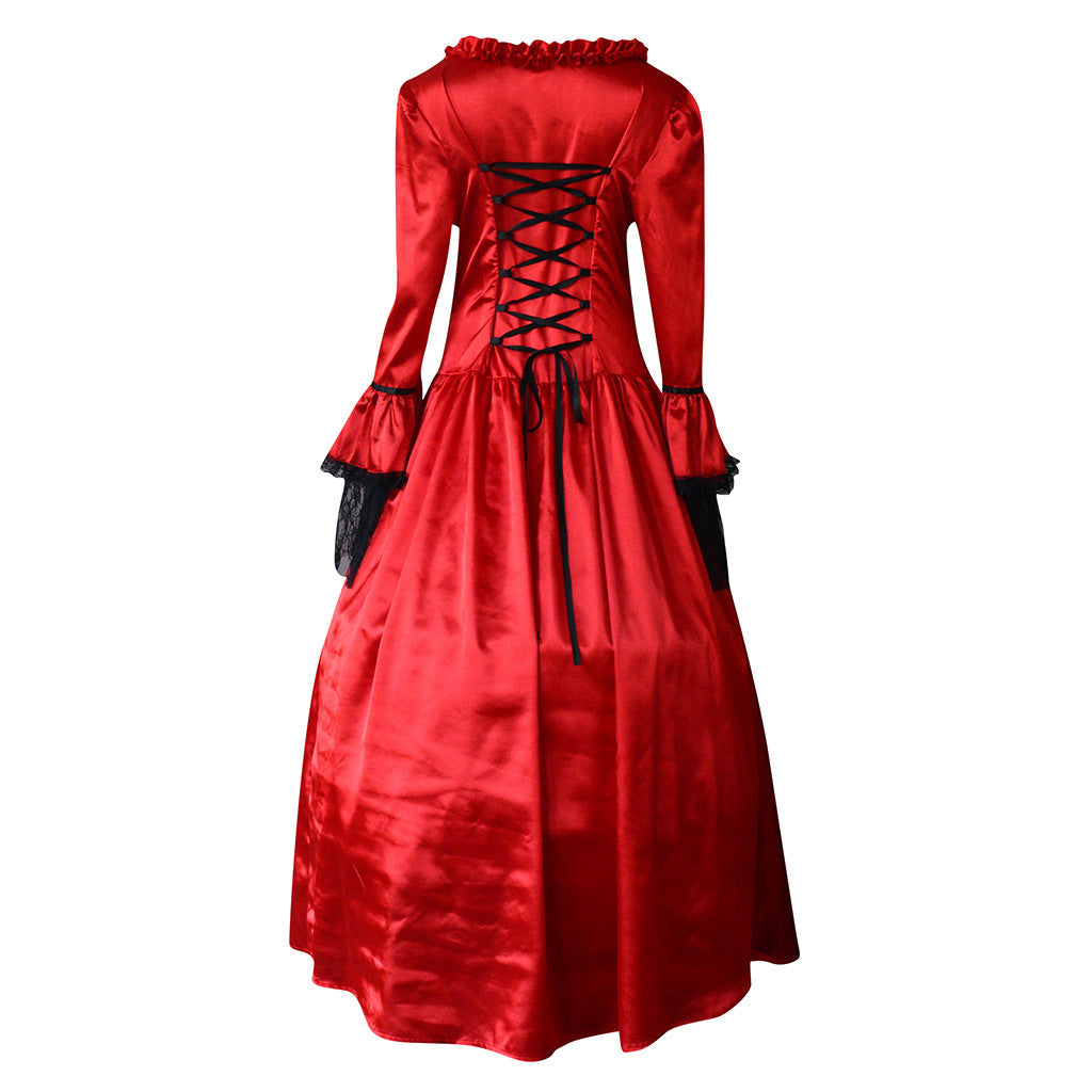Lace Stitching Large Bell Sleeve Medieval Dresses