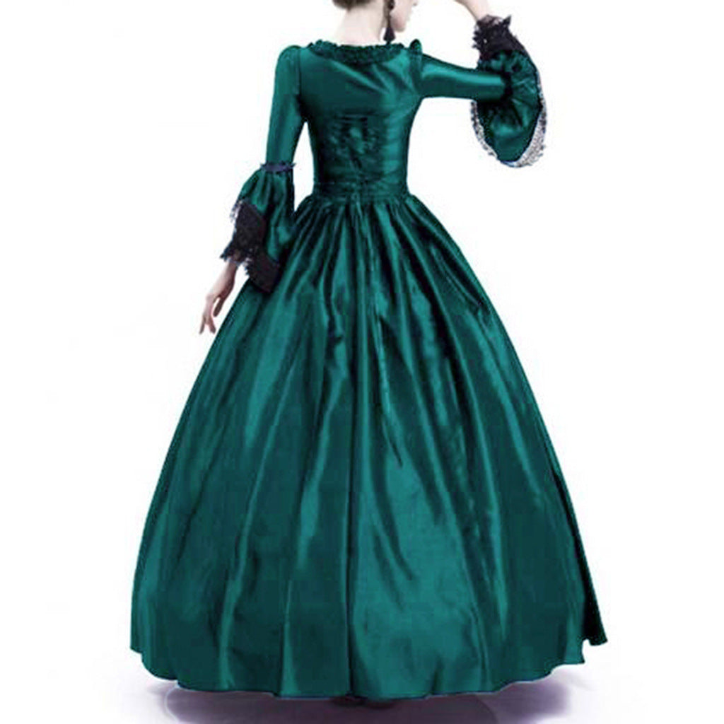 Lace Stitching Large Bell Sleeve Medieval Dresses