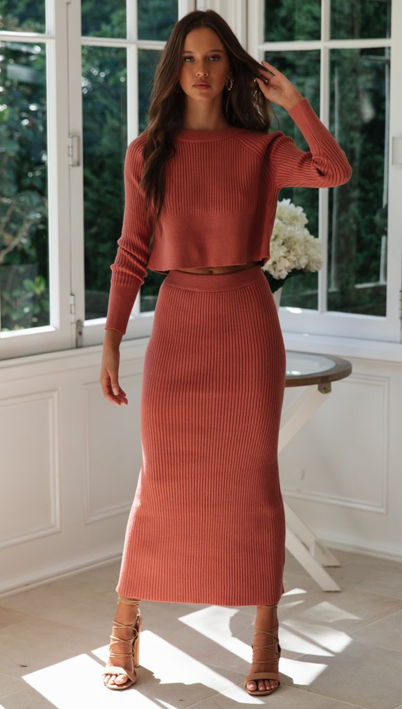 Dress Knitted Slit Hemline At Hem Sweaters