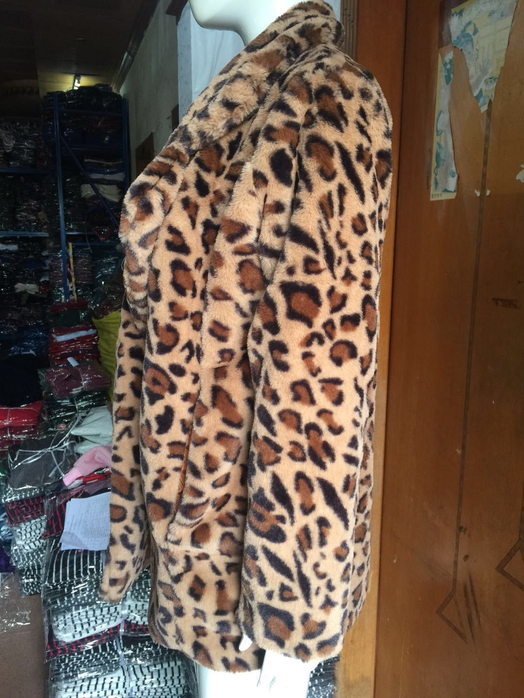 Women's Lapel Leopard Print Imitation Fur Thickened Jackets