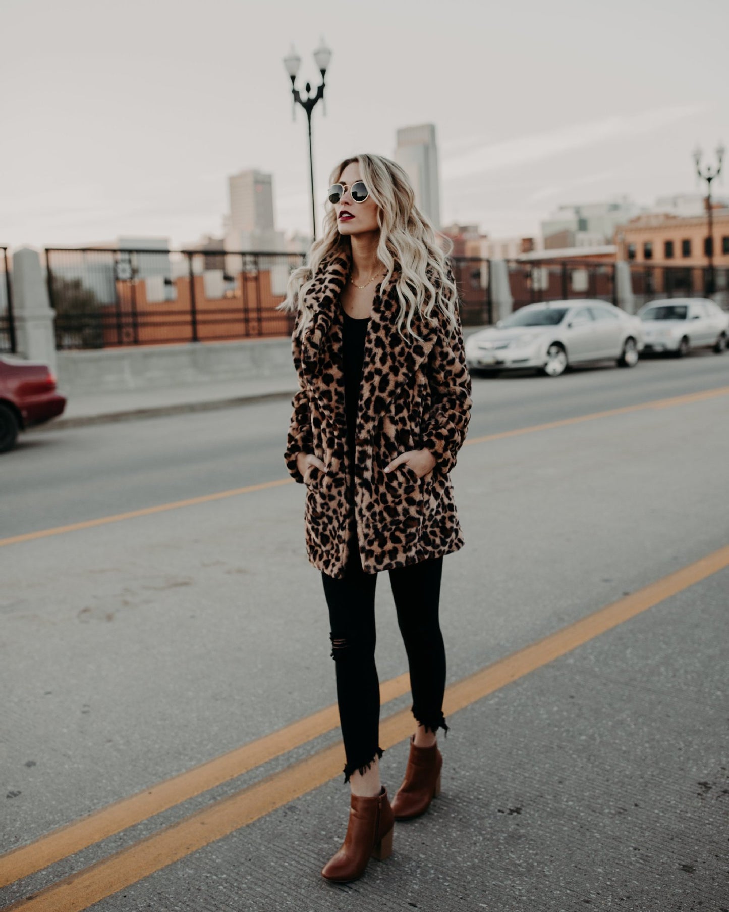 Women's Lapel Leopard Print Imitation Fur Thickened Jackets