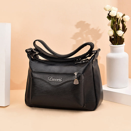 Women's Fashionable Mom Large Capacity Soft Leather Shoulder Bags