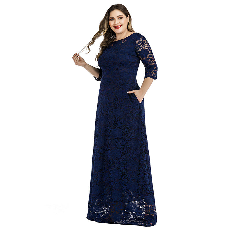 Women's Dress Long Hollow Backless Sleeve Lace Dresses