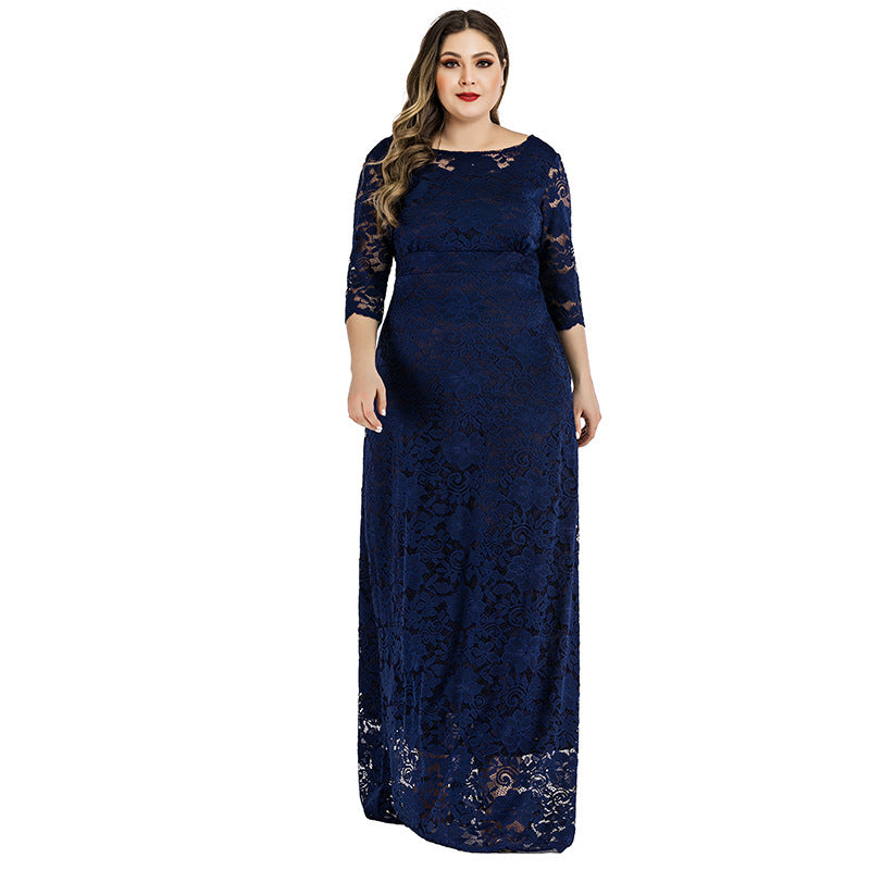 Women's Dress Long Hollow Backless Sleeve Lace Dresses