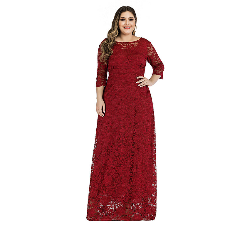 Women's Dress Long Hollow Backless Sleeve Lace Dresses