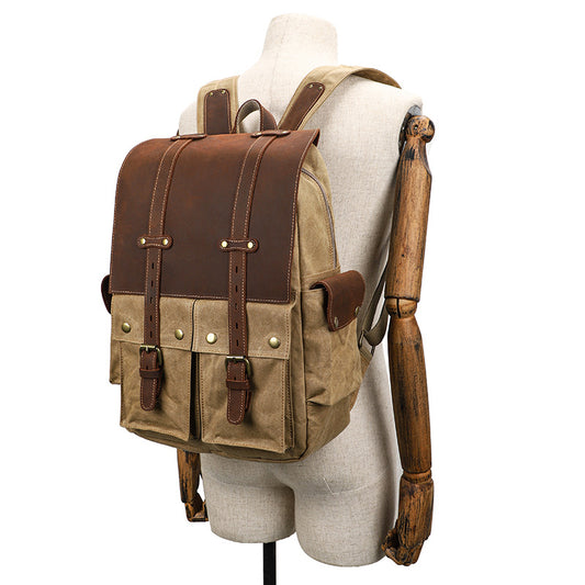 Men's Large Capacity Inch Computer Crazy Horse Backpacks