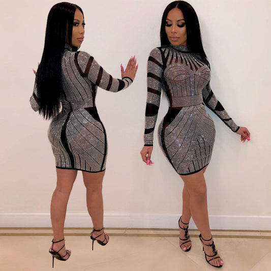 Women's Creative Fashion Rhinestone Nightclub Dress Skirts