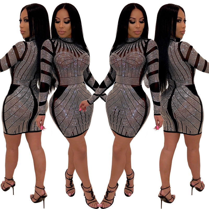 Women's Creative Fashion Rhinestone Nightclub Dress Skirts