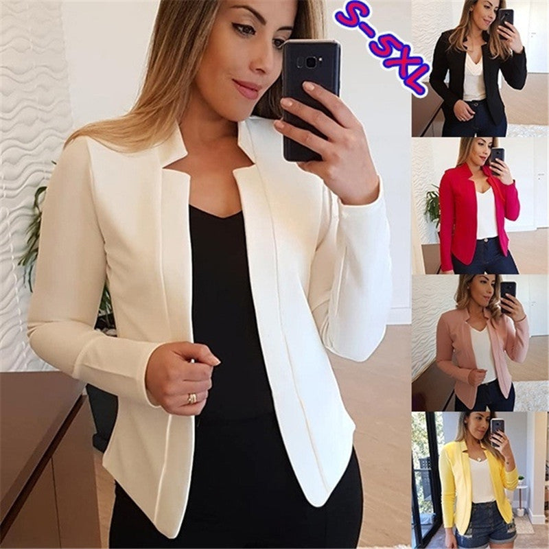 Durable Women's Solid Color Leisure Professional Small Suit