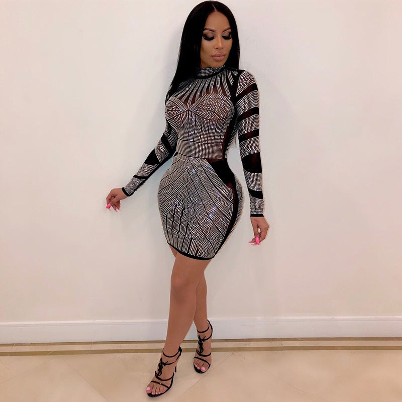 Women's Creative Fashion Rhinestone Nightclub Dress Skirts