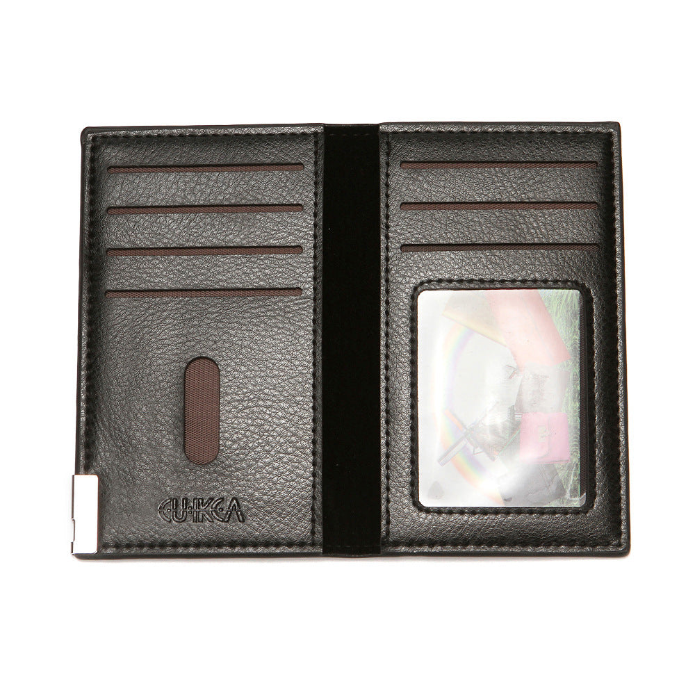 Men's Grain Leather Clamp Stylish Portable Clutch Push-pull Card Holder