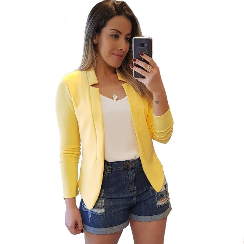 Durable Women's Solid Color Leisure Professional Small Suit