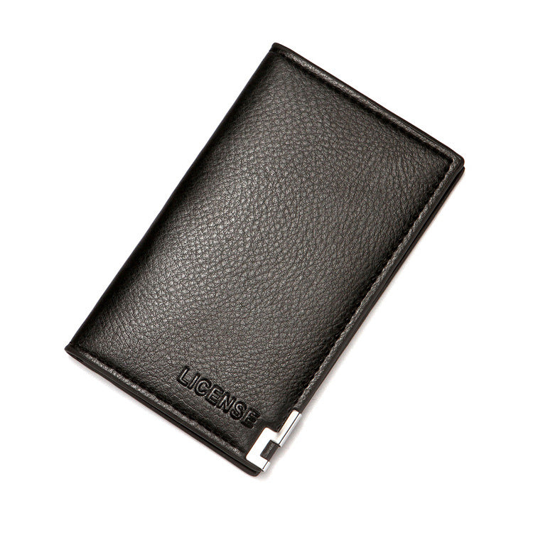 Men's Grain Leather Clamp Stylish Portable Clutch Push-pull Card Holder
