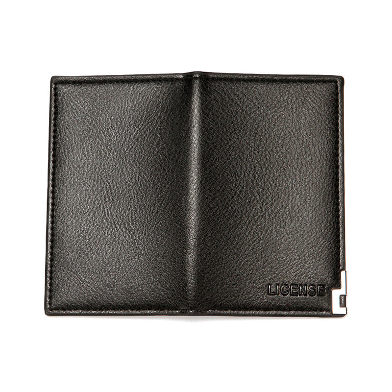 Men's Grain Leather Clamp Stylish Portable Clutch Push-pull Card Holder