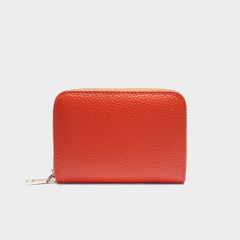 Women's & Men's & Genuine Leather Korean Cowhide Zipper Card Holder